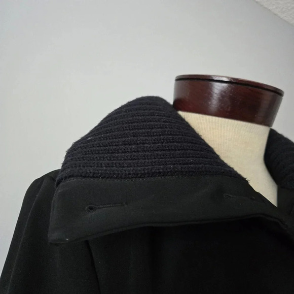 ANNE KLEIN midweight black trench with ribbed sweater collar and cuffs. Size M - Picture 2 of 16